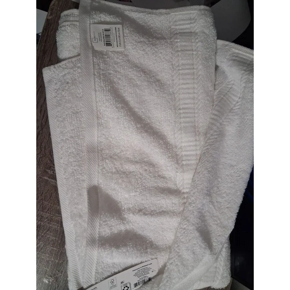Mainstays Basic Bath Towel White 100% Cotton 27x52 Absorbent OEKO-TEX